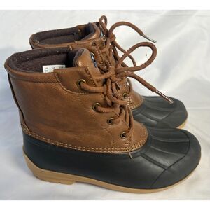 Sperry Port Boots Rain Snow Duck Boys Brown and Gray Size 2 M